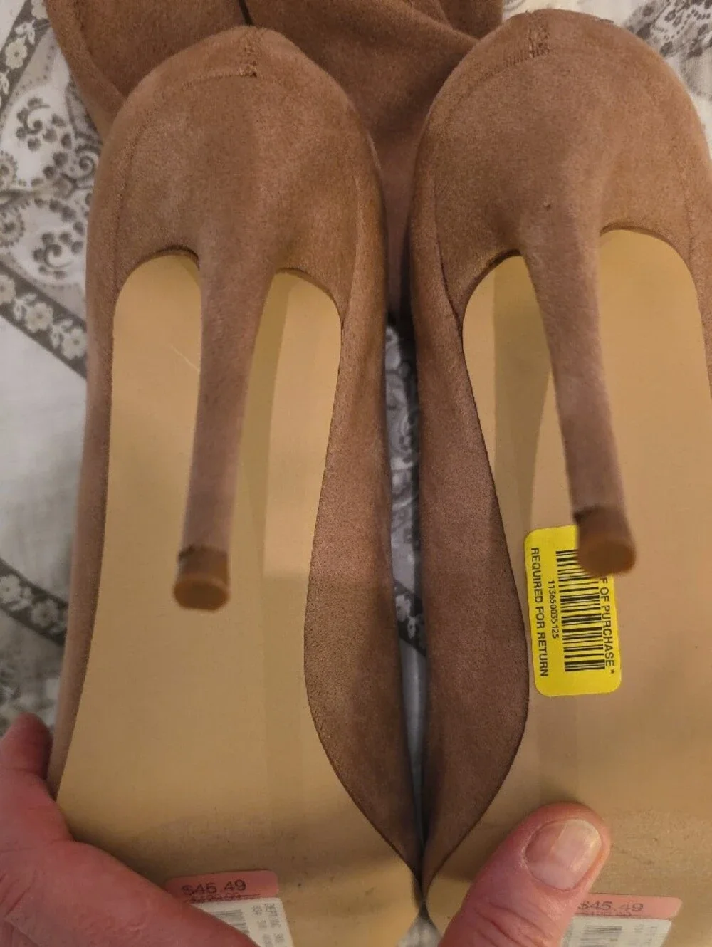 Steve Madden Taupe Over-the-Knee Peep-Toe Stiletto Boots